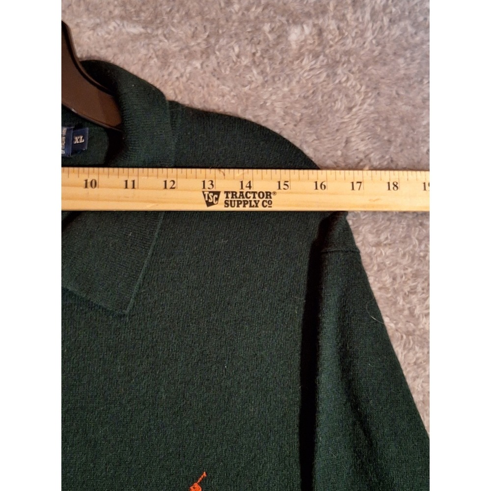 Vintage Polo Ralph Lauren Mens Merino Wool Polo Sweater Green XL Long Sleeve - Picture 5 of 10